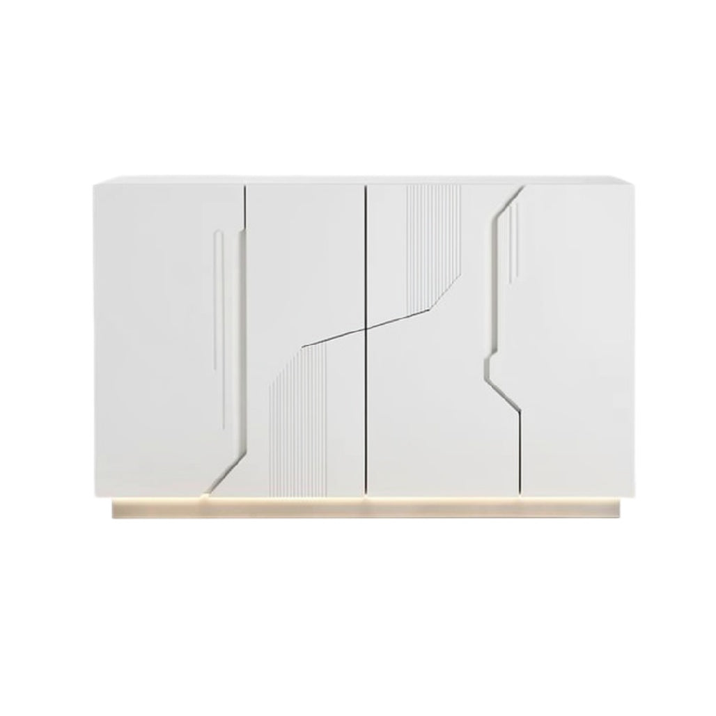 Moderne Witte Dressoir met Minimalistisch Design en Verlichte Basis