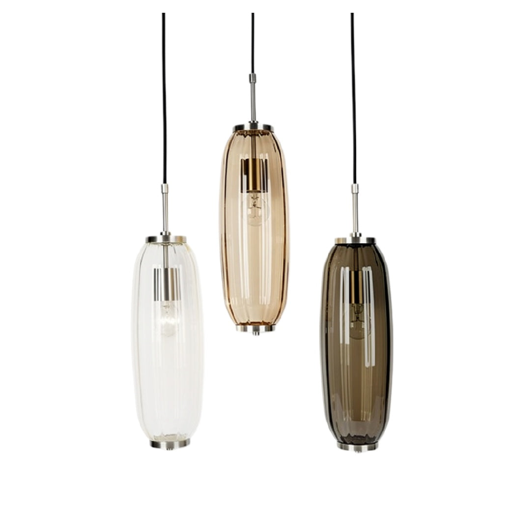 "Moderne Hanglampen in Glas: Transparant, Bruin en Roestvrijstaal"