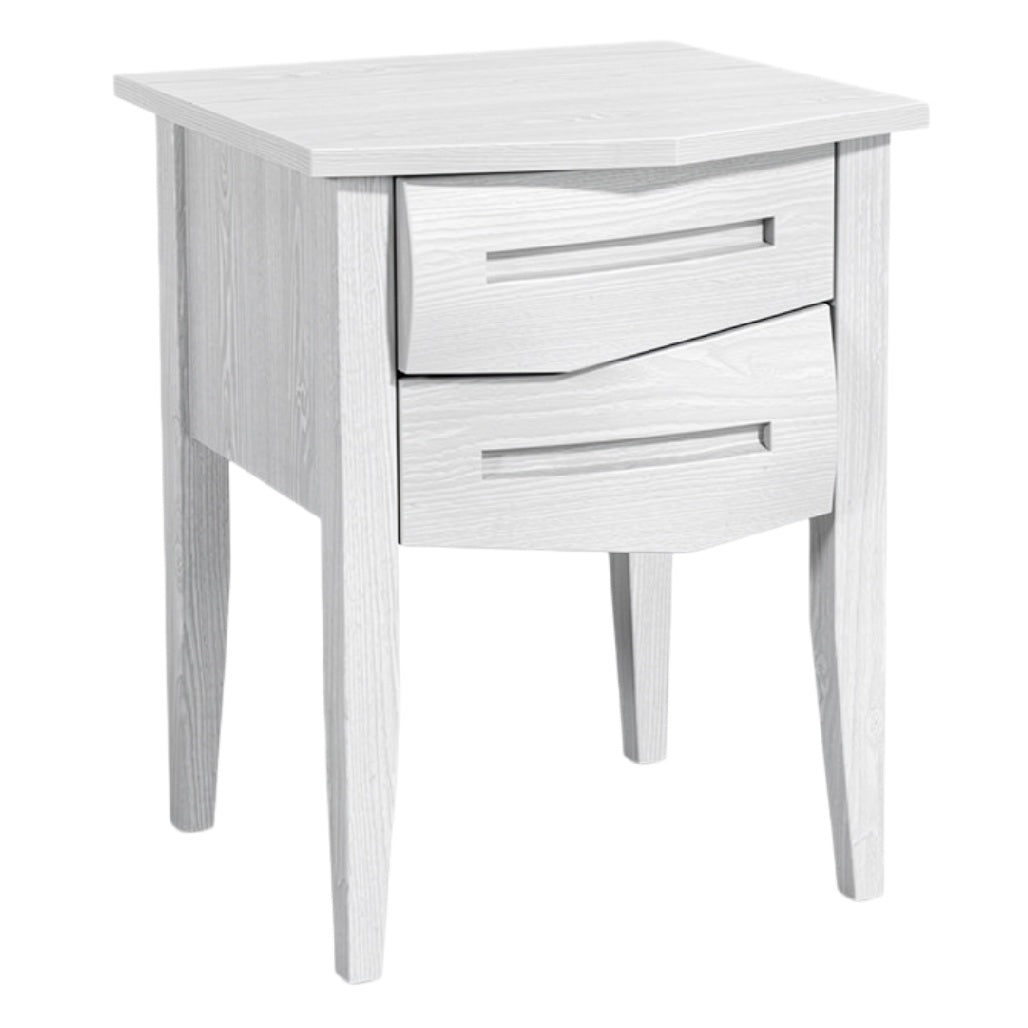 "Moderne witte nachttafel met twee lades"