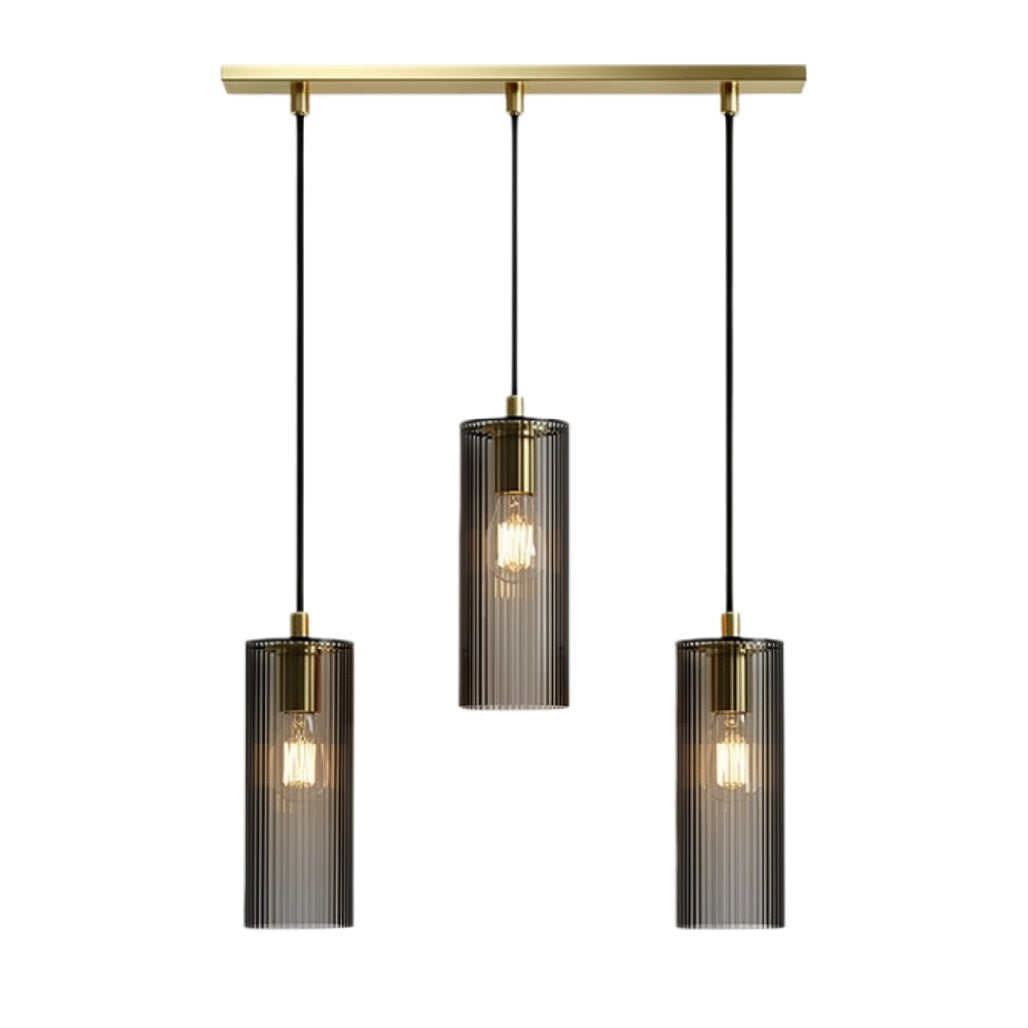 Driehanglamp met Zwarte Platen en Gouden Accenten