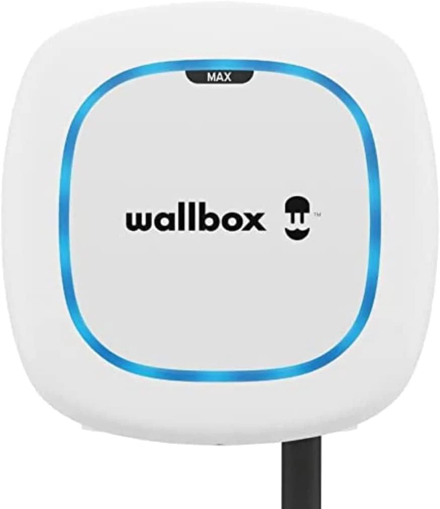 Wallbox Pulsar Max, oplader voor elektrische voertuigen (7,4 kW, type 1, WLAN, Bluetooth, OCPP, indoor/outdoor, 5 m, eenvoudige installatie), compatibel met Alexa en Google Home, wit